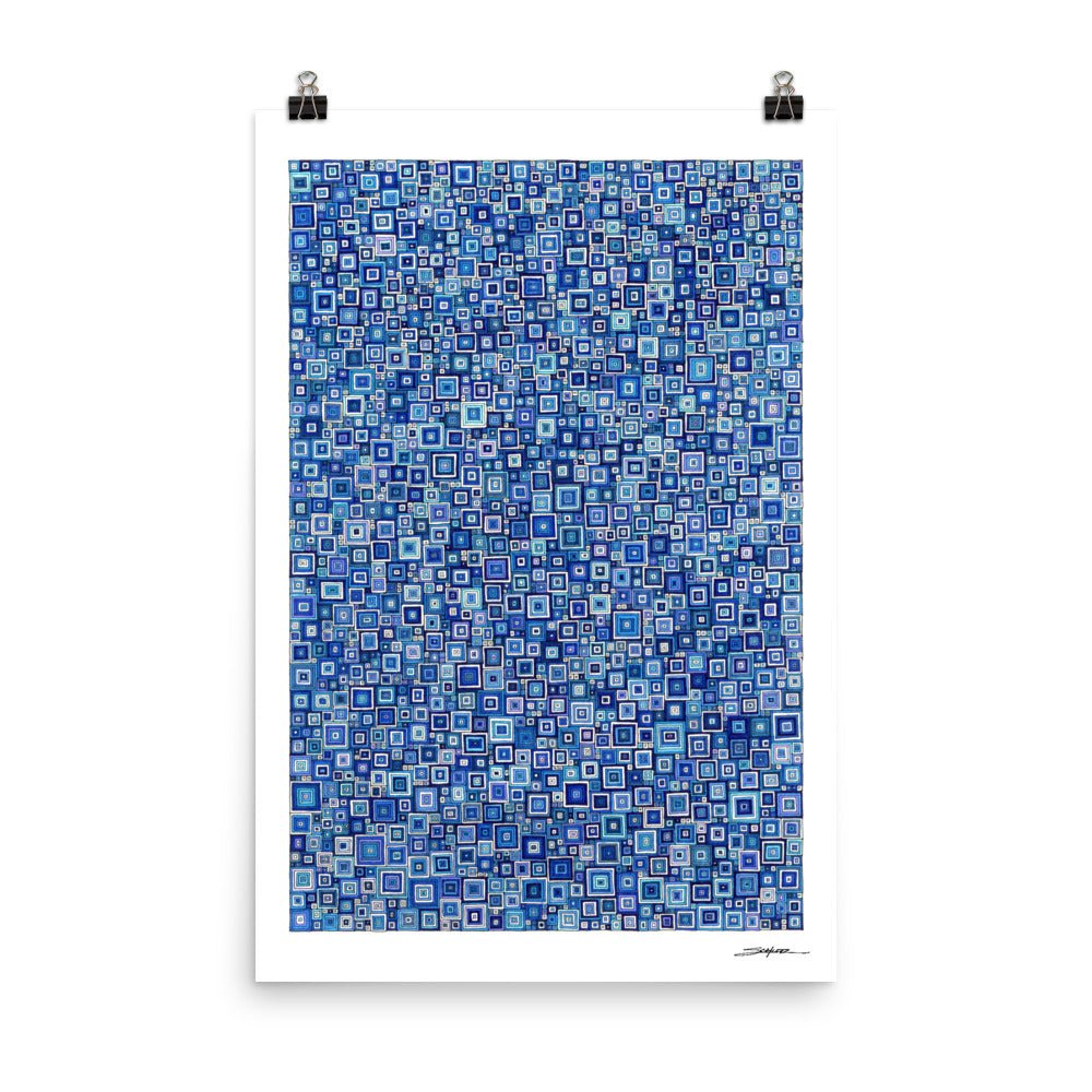 Squares with Squares.Cobalt.001 - Poster Print - MJS.ART