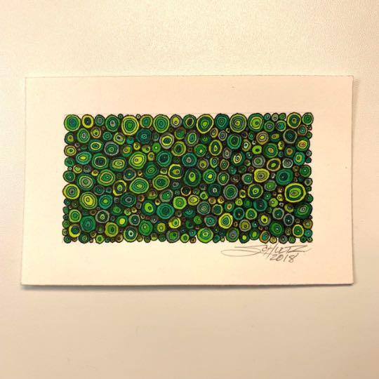 Circles with Circles; Greeny Green - Original - MJS.ART