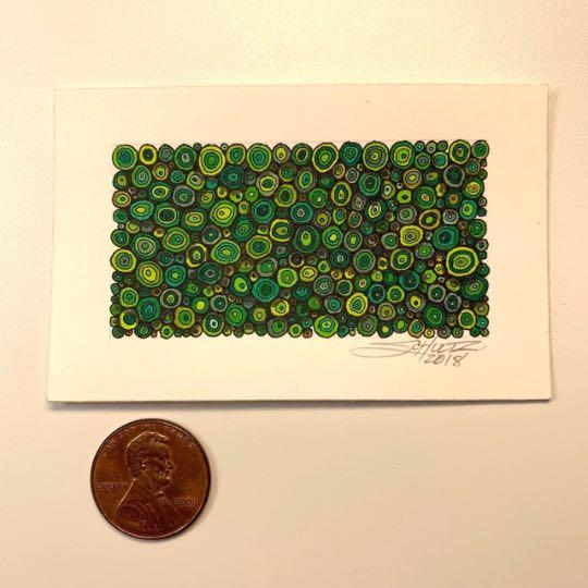 Circles with Circles; Greeny Green - Original - MJS.ART