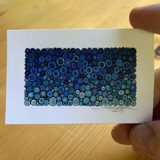 Circles with Circles; Tiny Blue Gradient - Original - MJS.ART