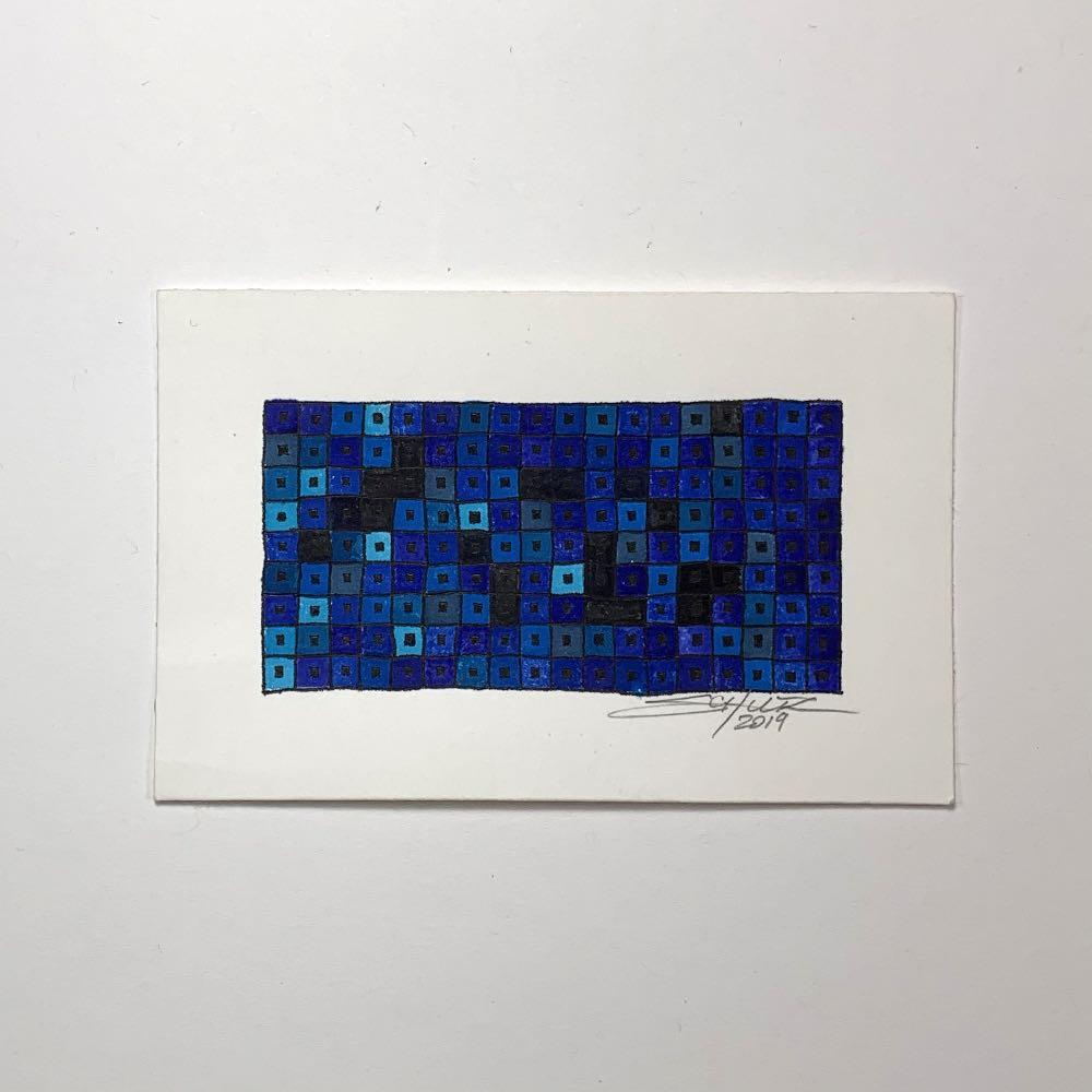 Dotted Blue Squares Study #1 - Original - MJS.ART