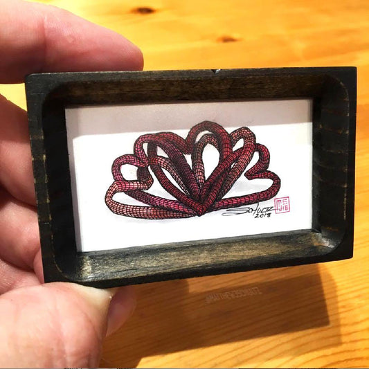 Framed Entangled Heartburst Grid #1 - Original - MJS.ART