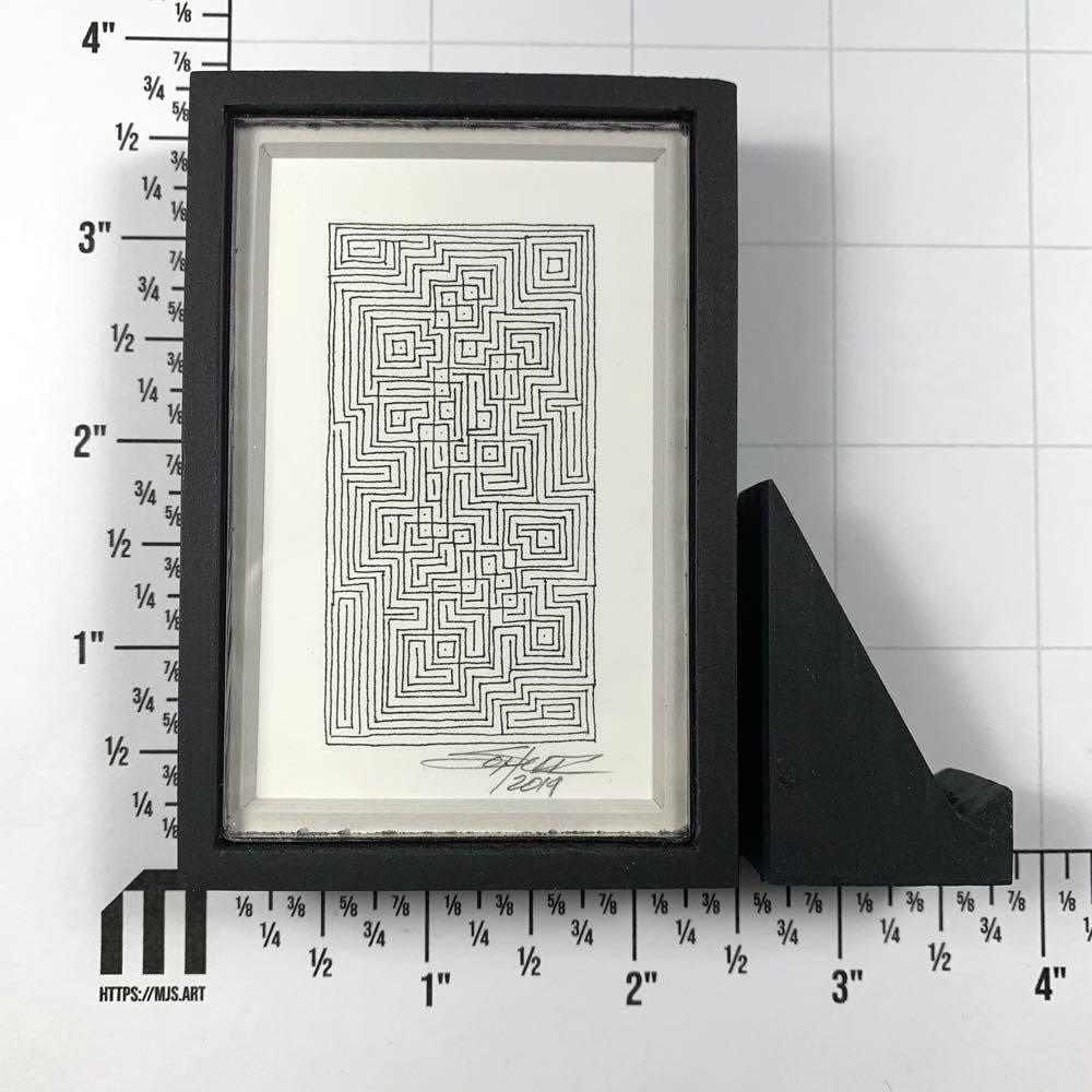 Framed Monochrome Tiny Grid 2 - Original - MJS.ART