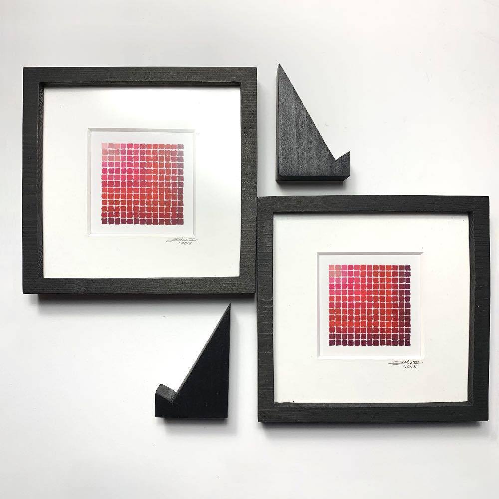 Framed Red Spectradient Pair A & B - Original - MJS.ART