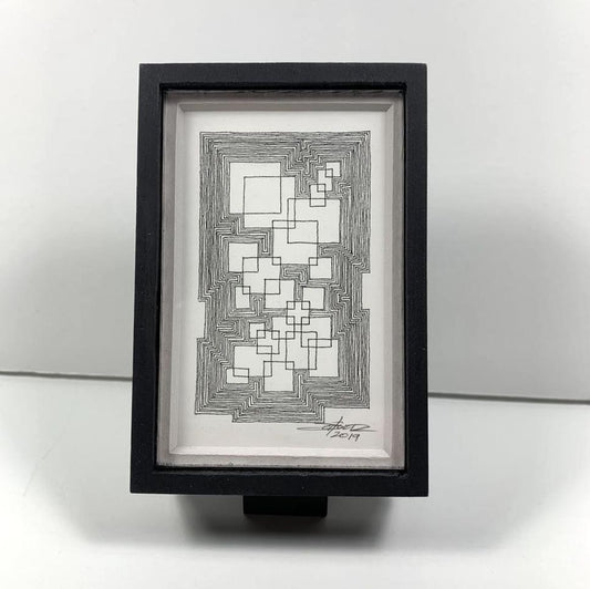 Framed Super Dense Tiny Grid 1 - Original - MJS.ART
