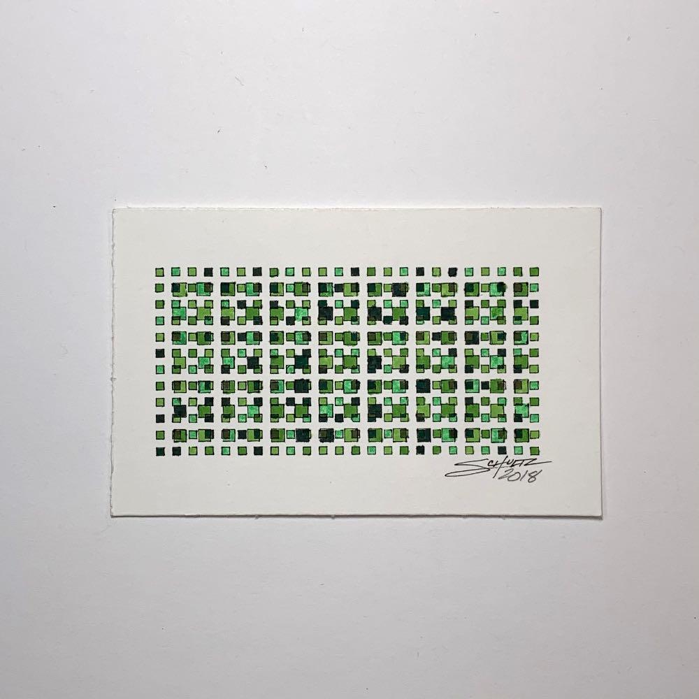 Green Grid Study #3 - Original - MJS.ART