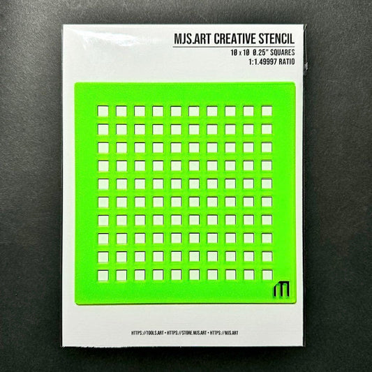 MJS.ART - Creative Stencil Series - 10 × 10 0.25" Squares - Drawing Stencil - MJS.ART