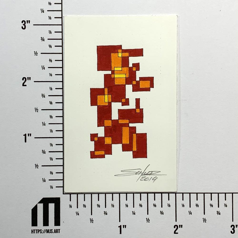 Red|Orange Tiny Grid #1 - Original - MJS.ART