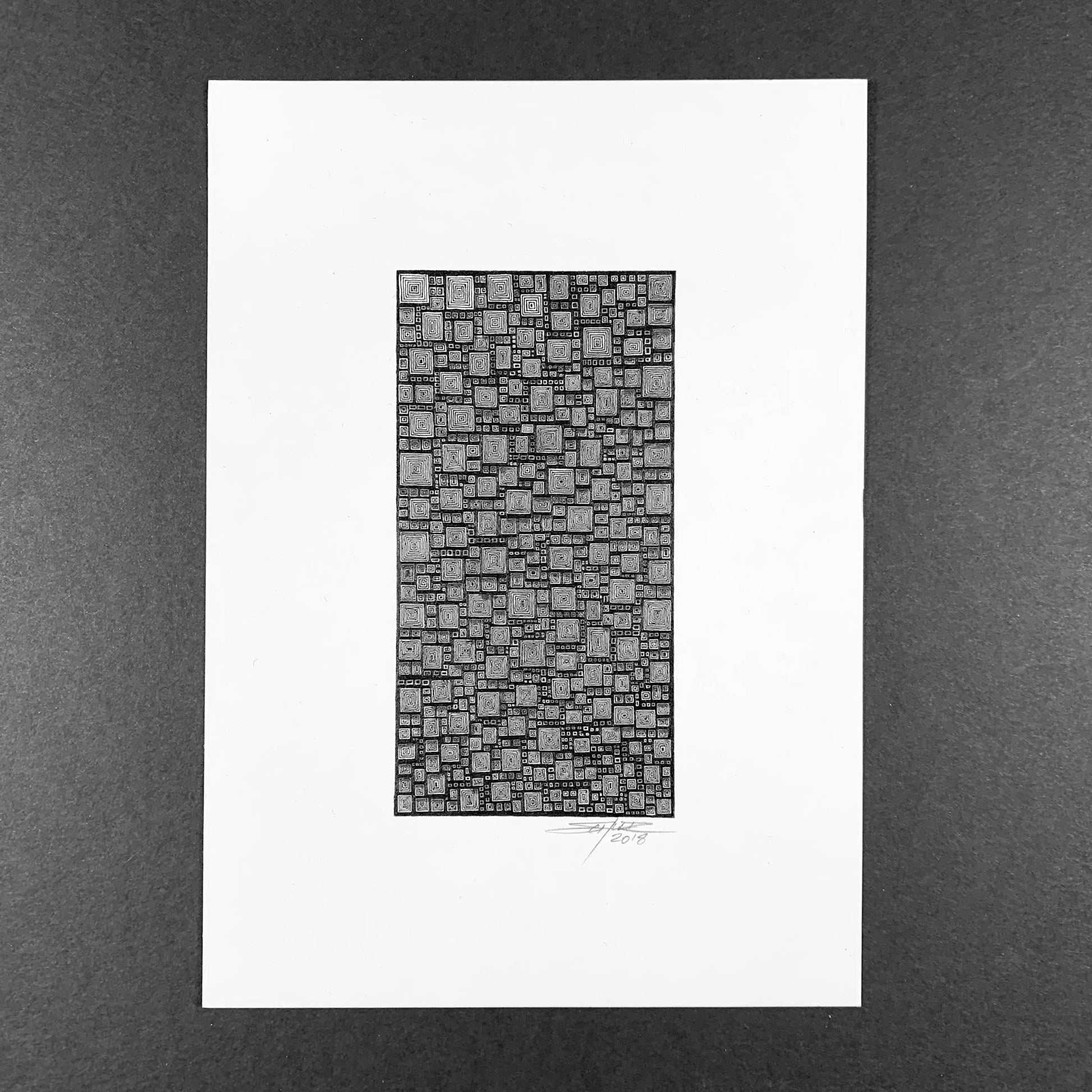 'Squares with Squares; Monochrome' - Original Art - MJS.ART